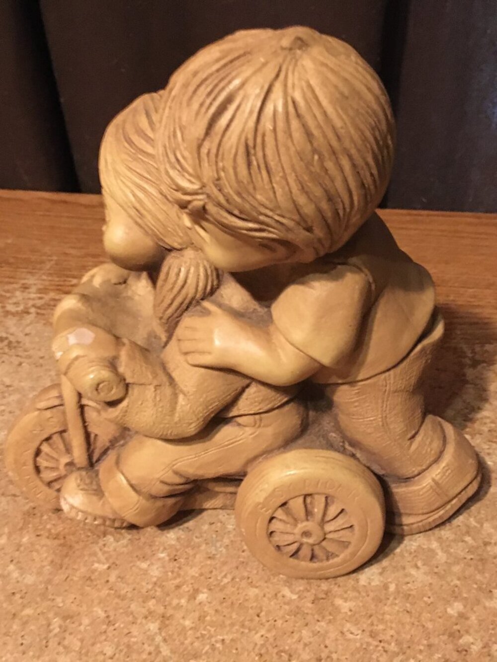 FANNYKINS FIGURINE BILL MACK SOLAR STATUARY EASY RIDER GIRL AND BOY ON TRICYCLE